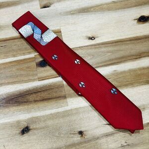 Vintage 1950s 60s Beau Brummel Red Rayon Skinny Tie New With Tags Rayon